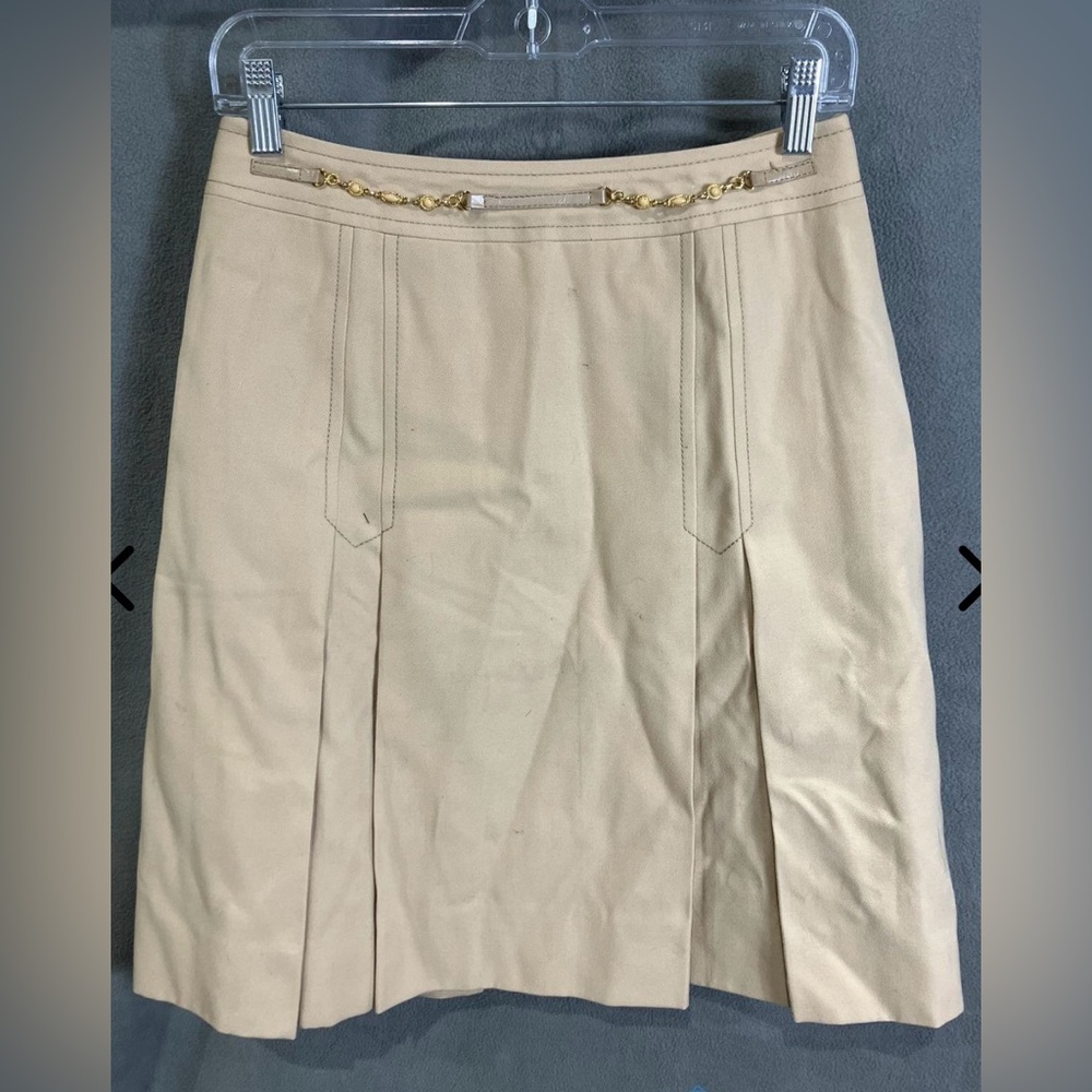 Celine Tan Skirt with Gold Accents